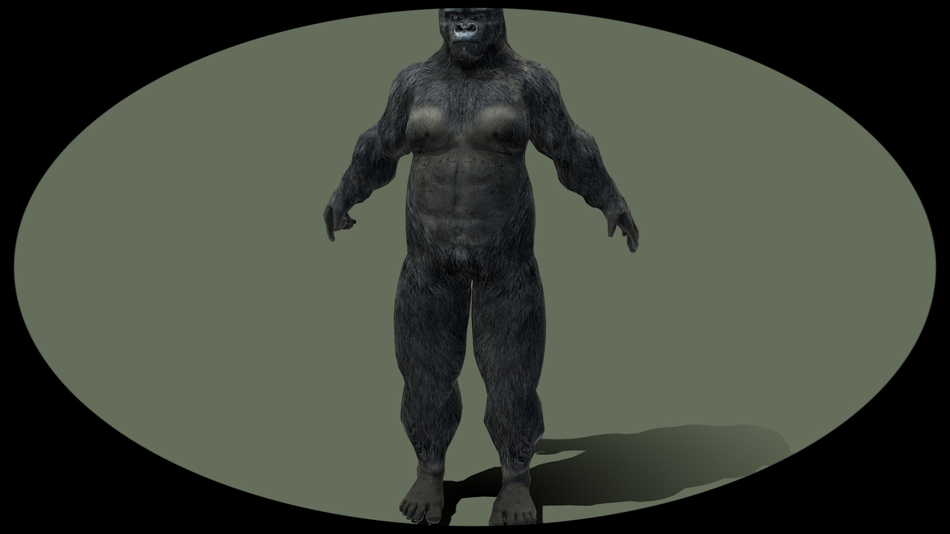 Low Poly Rigged Upright Realistic Male Gorilla Ape Avatar Character | Fab