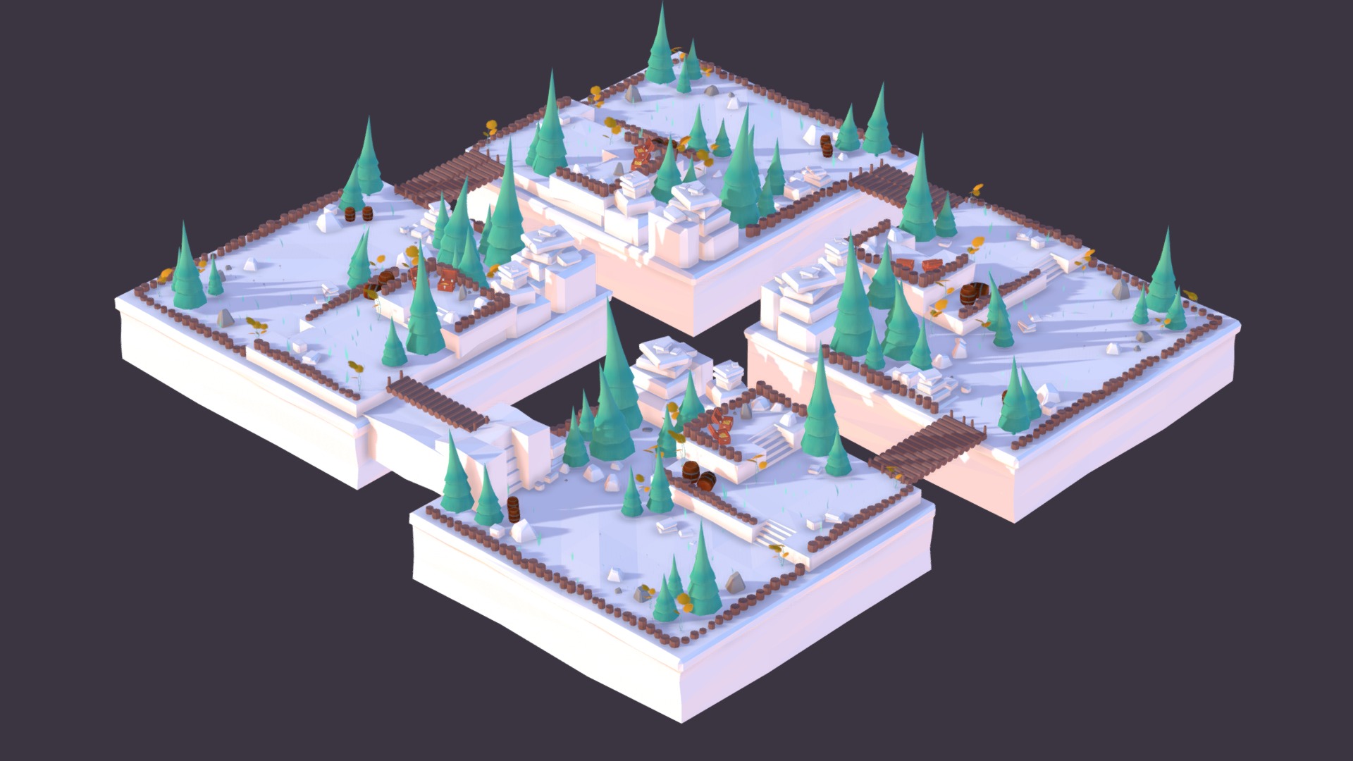 Cartoon Low Poly Forest Level | Fab