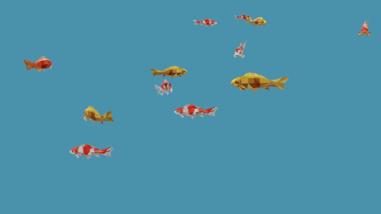 Carp Koi Flock Realistic Fish River Animal Animated Lowpoly Polyart | Fab